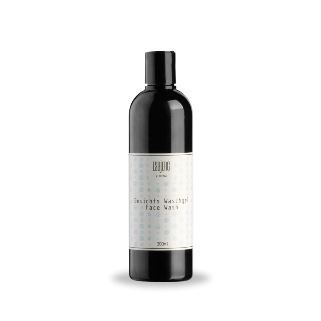 A black bottle containing 200ml of ESBjERG face wash